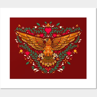 Mexican Pride Golden Royal Eagle Posters and Art